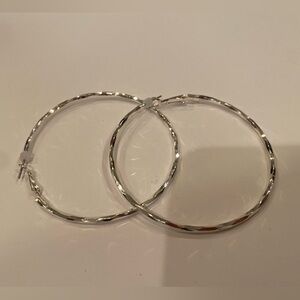 Anthropologie hammered hoop 2.25”  earrings silver NWOT
